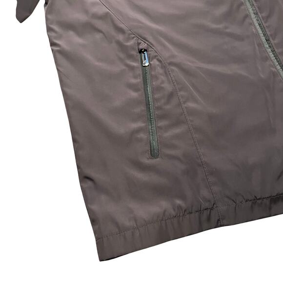 TECH by Tumi Brown Gray Full Zip Waterproof Packable Hidden Hood Jacket Mens XXL - Picture 10 of 16